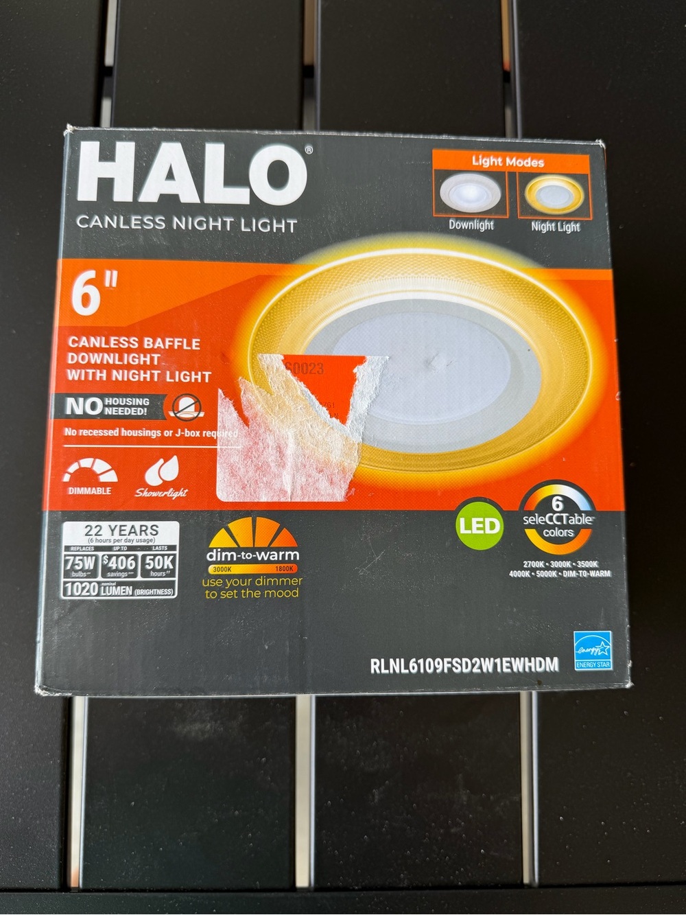 New Halo 6" Canless Baffle Downlight with night light